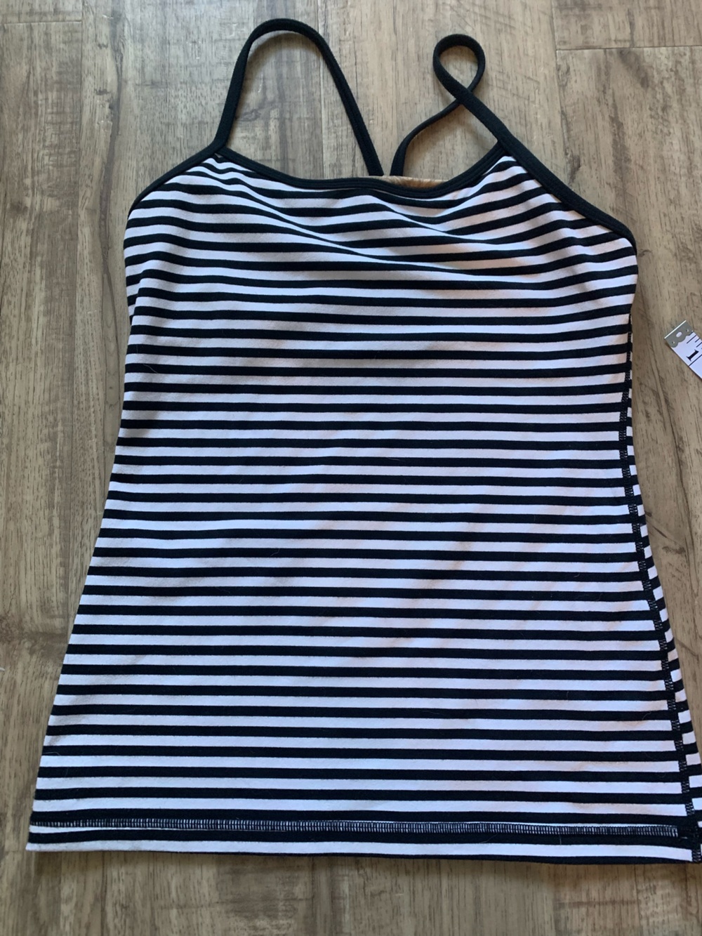 Lululemon Black & White Striped Muscle Tank-top